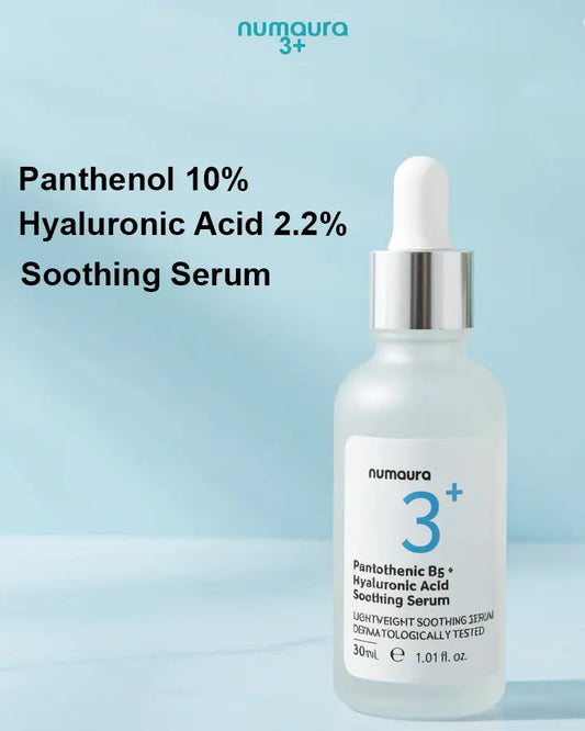 Numaura 3+ Serum | Pantothenic Acid 10%, Hyaluronic Acid 2.2%, Vitamin E | Baby Soft Soothing/Hydrating Serum | 30ml