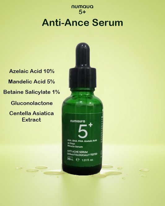 Numaura 5+ Serum | Azelaic Acid 10%, Mandelic Acid 5%, Betaine Salicylate 1%, Centella Asiatica Extract | 30 Days Miracle Serum | 30 ml
